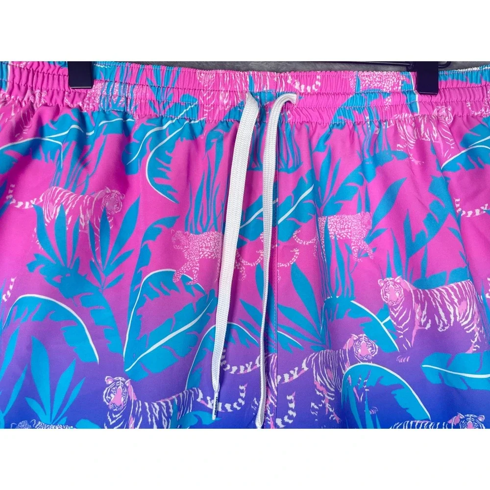 Chubbies Mens XXL Swim Trunks Pink Blue Ombre Tiger Jungle Print 7 Inch Inseam